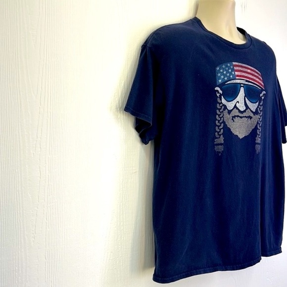 Delta - Willie Nelson Navy American Flag Graphic Short Sleeve T Shirt Size XL - Picture 4 of 8